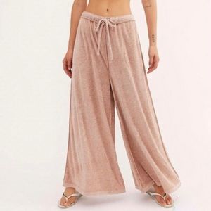 Gently worn Free People Make It Maxi Wide-Leg Pant in Pink Clay